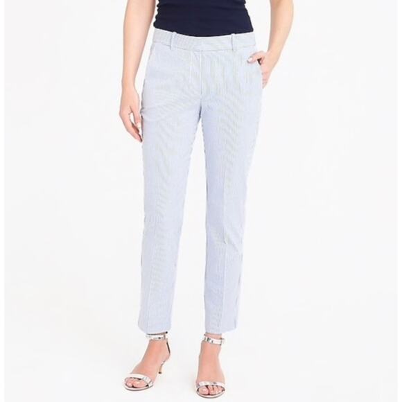 J Crew 14 NEW Womens Seersucker Skimmer Pant Blue White Nautical Marine - Picture 11 of 11